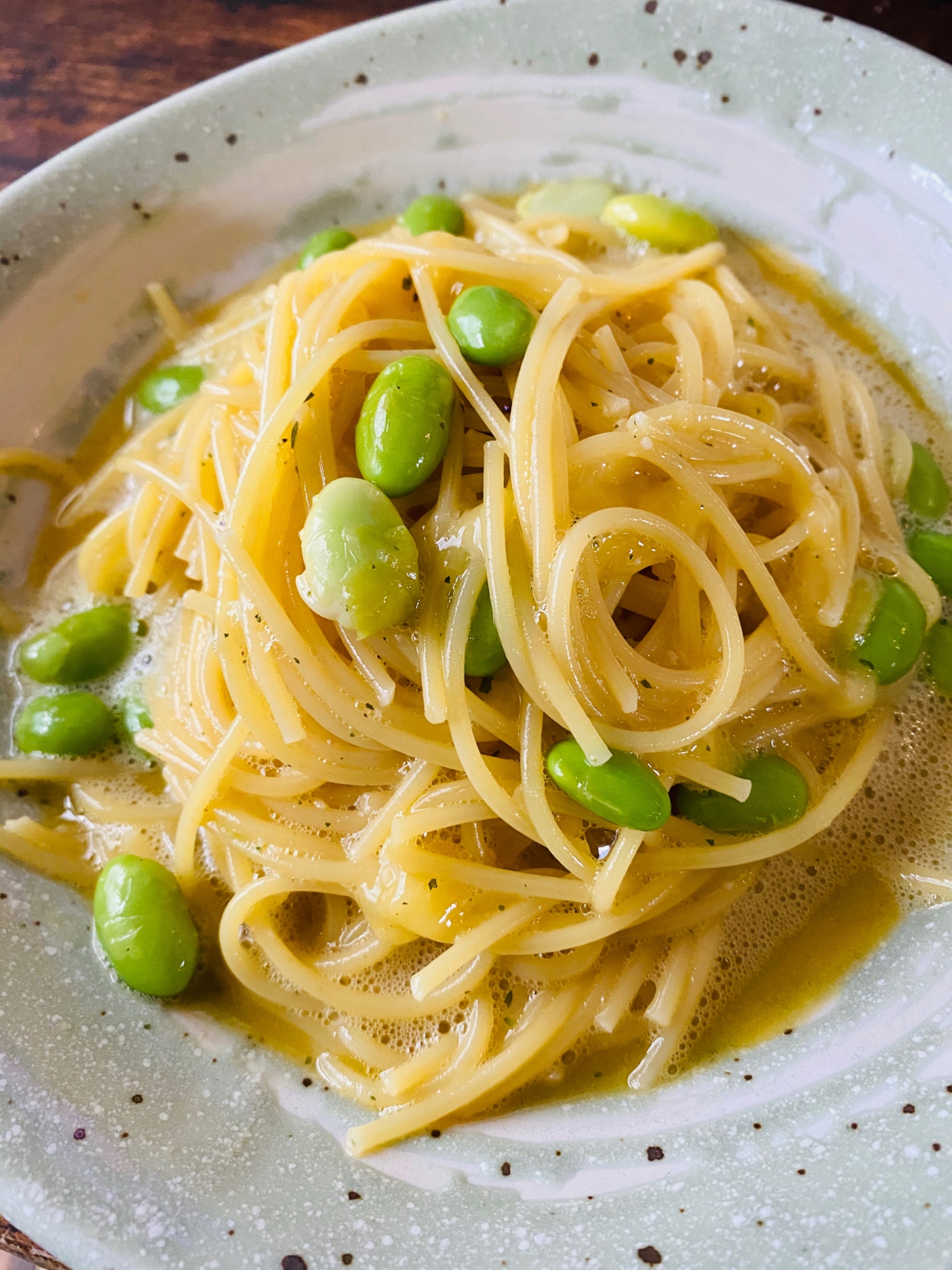 混ぜるだけ　枝豆たまごチーズパスタ