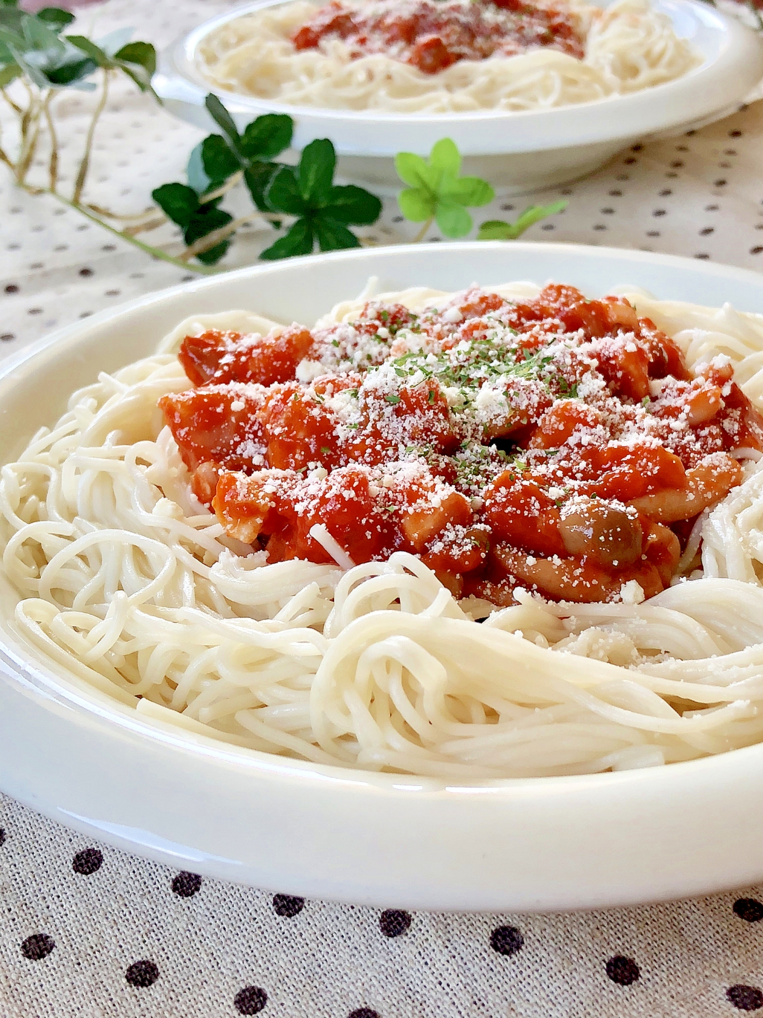 ★厚切りベーコンとトマトソースの洋風温そうめん★