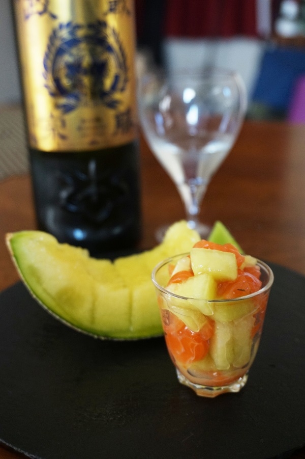 【山形食材】メロンとサーモンのマリネ