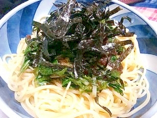 シソと水菜の冷製パスタ（大根おろしのたれ）