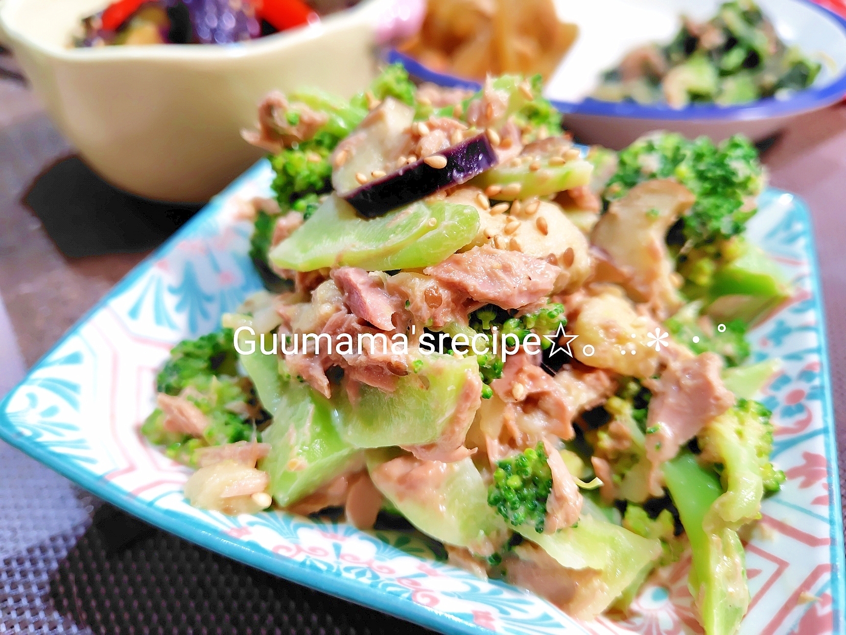 レンジで楽ちん♡ブロッコリーとなすのツナマヨサラダ