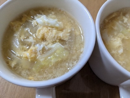 玉ねぎとレタスのコンソメ卵スープ