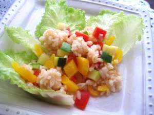 レンジ de 押麦と彩り野菜のサラダ
