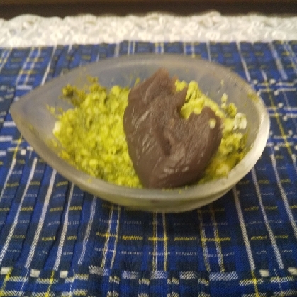 豆腐で抹茶アイス！あんこ添え♪
