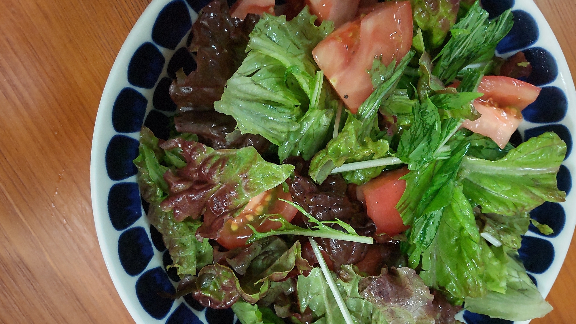 サニーレタスと水菜とトマトのさっぱりサラダ☆