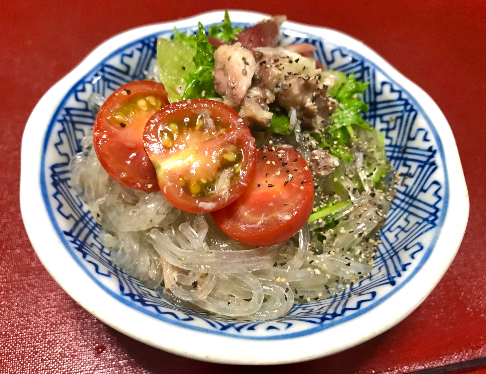 サバ缶で旨味UP！簡単春雨サラダ♫