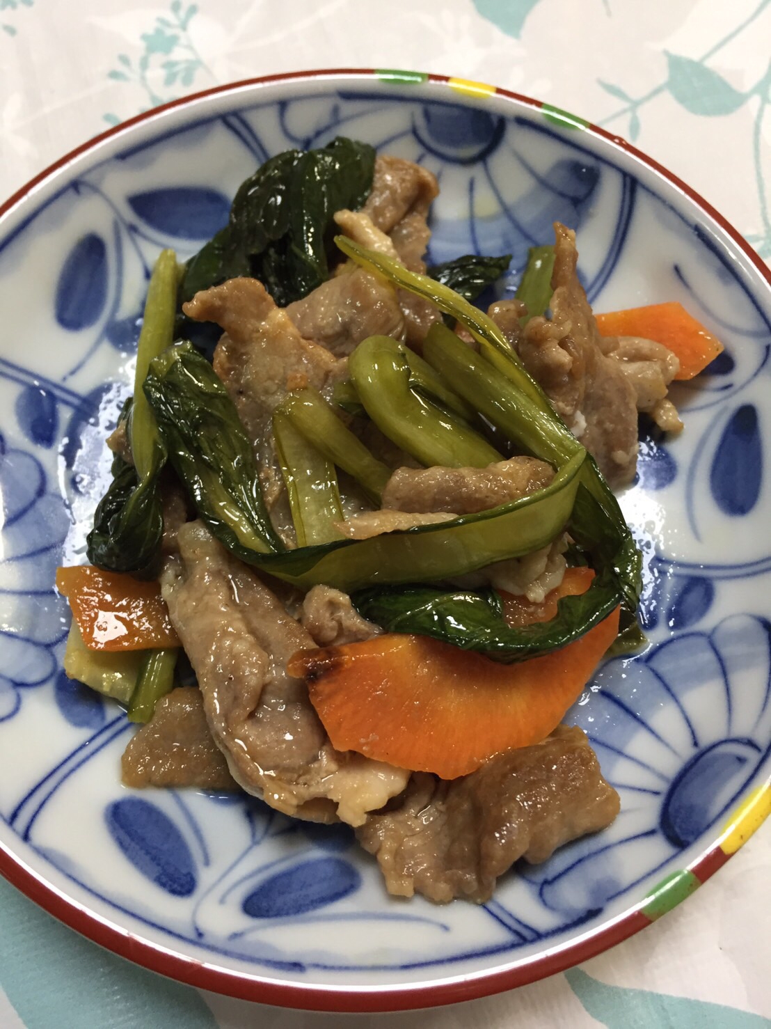 豚肉と小松菜のごま油炒め(*^^*)