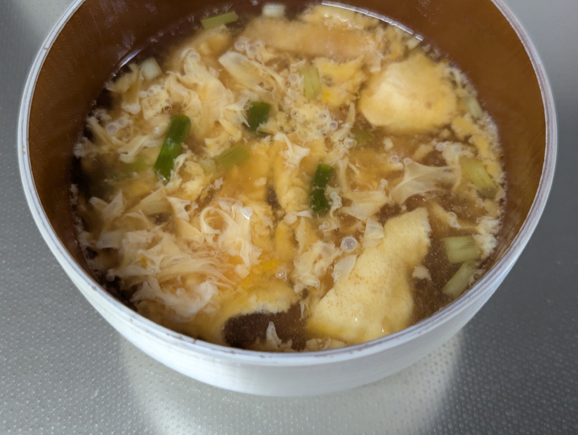 こねぎと油揚げの卵味噌汁