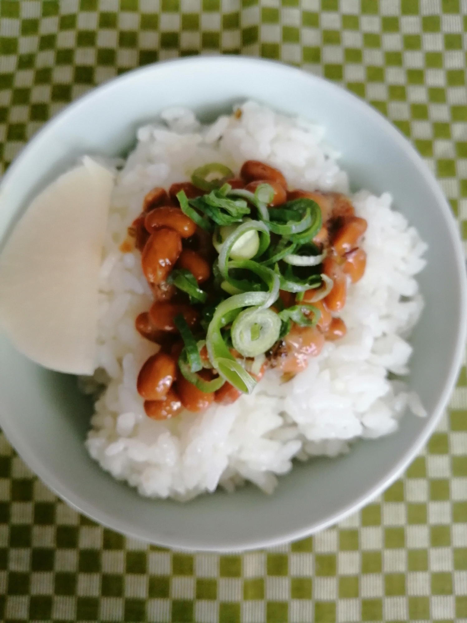 納豆とネギとべったら漬けご飯