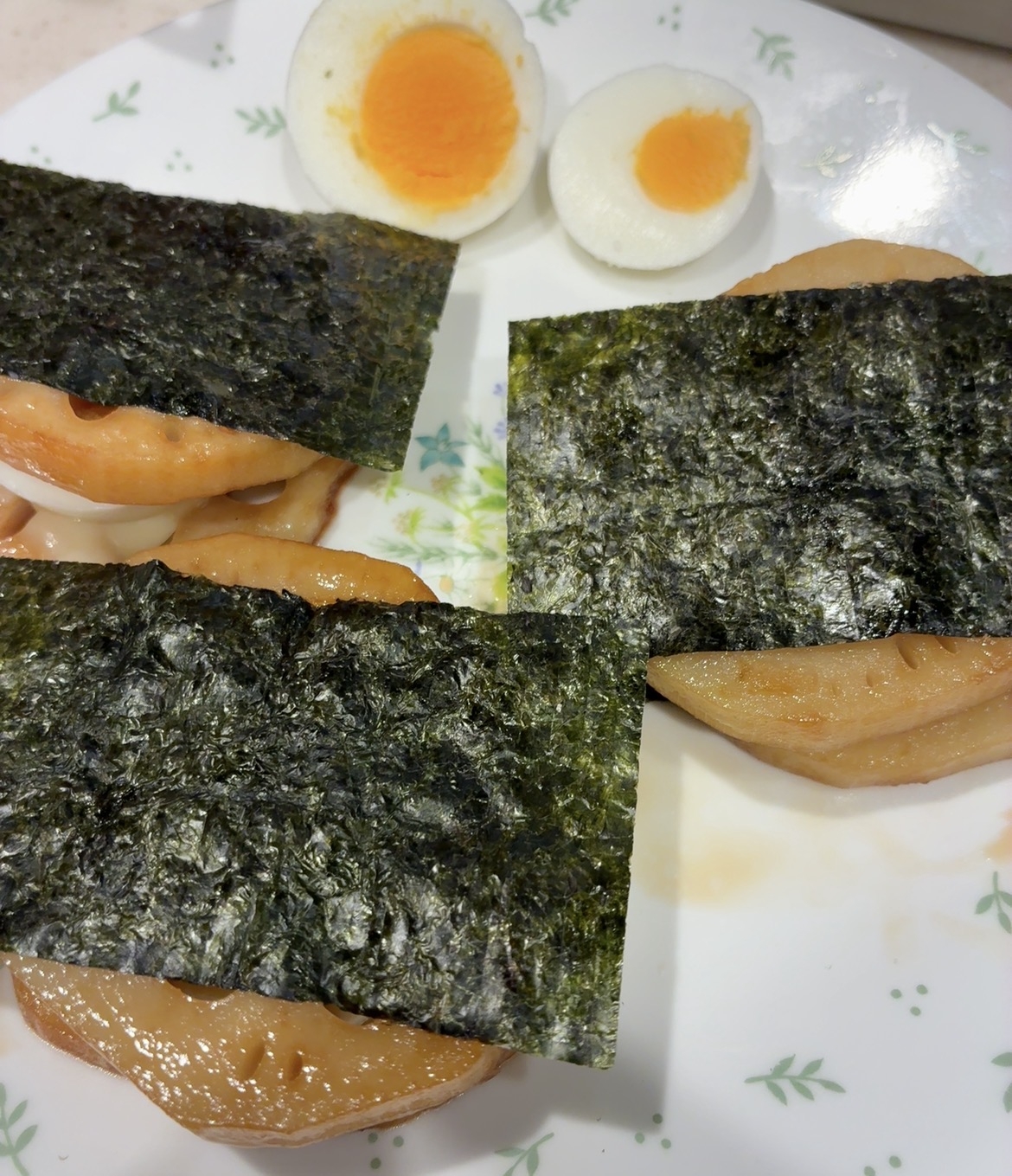 レンコンの照り焼きでチーズ海苔サンドNo.1160