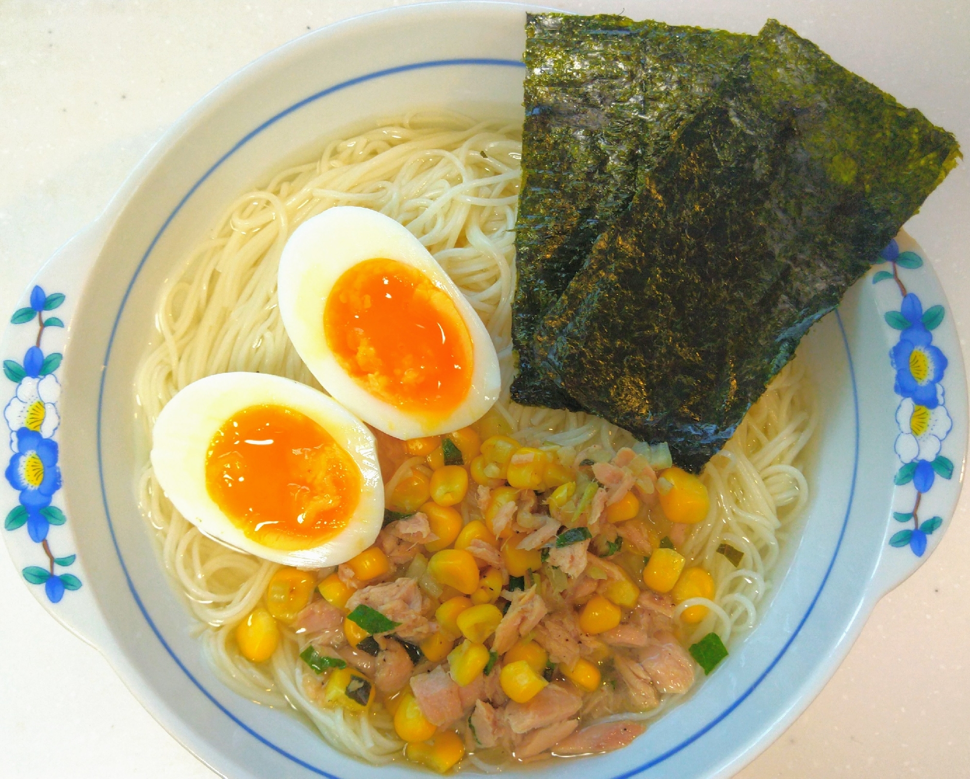 そうめんの塩ラーメン風