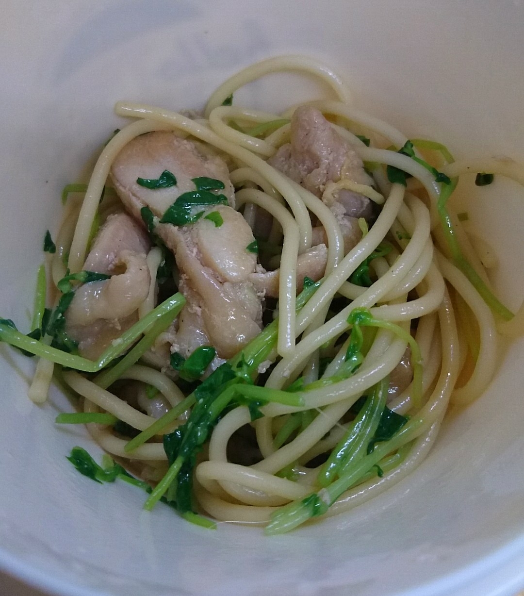 豆苗と鶏肉のお手軽パスタ レシピ 作り方 By ぴぐ 楽天レシピ