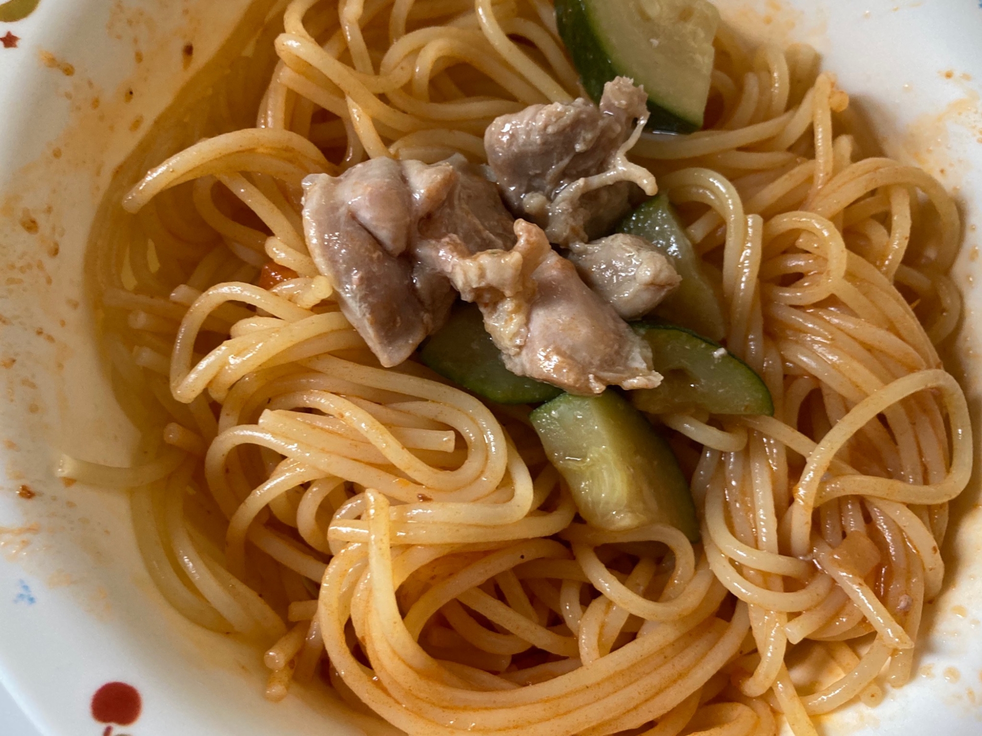 鶏肉とズッキーニのトマトパスタ☆