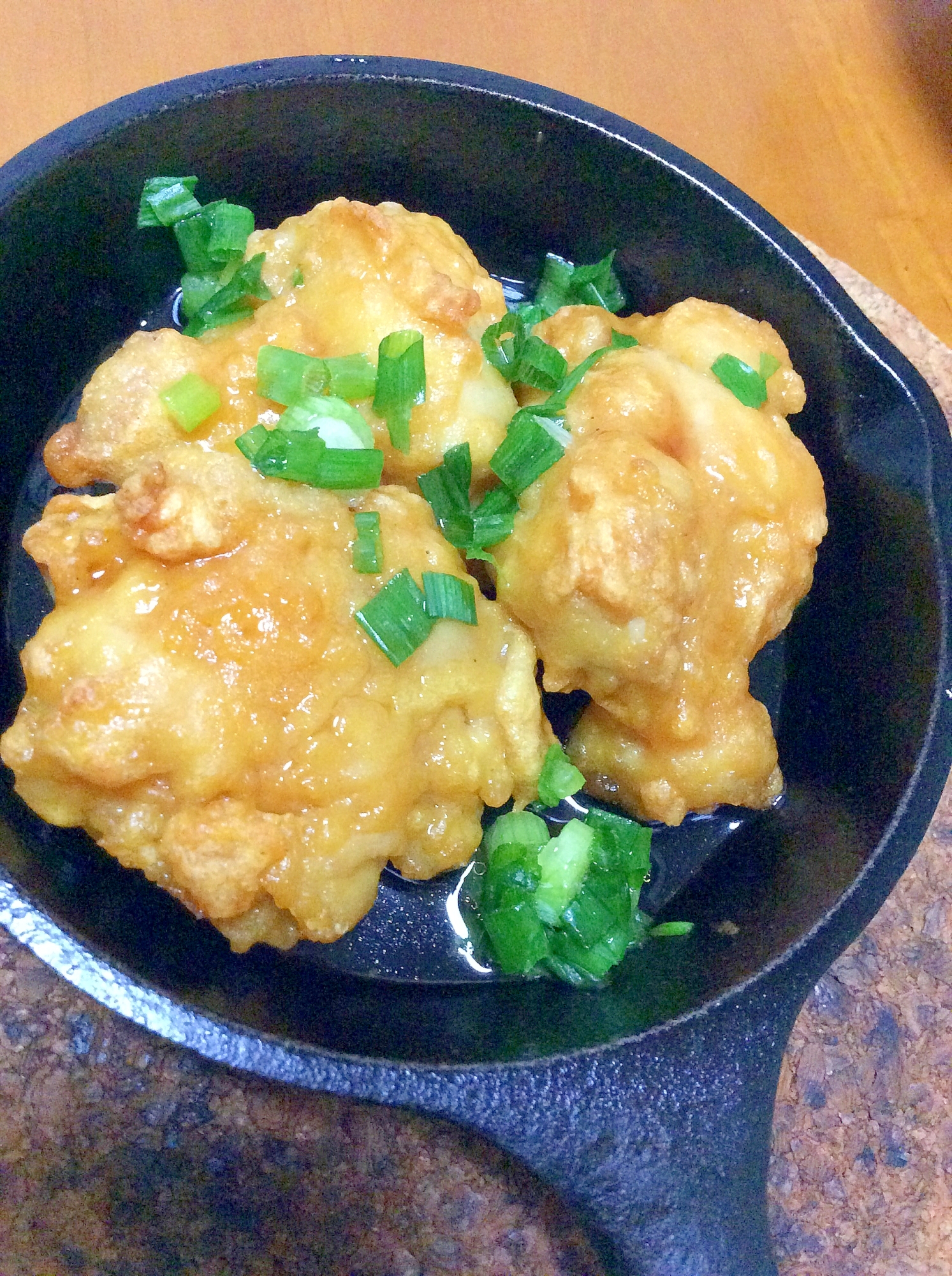 冷凍唐揚げ焼きゆずぽん酢わけぎ