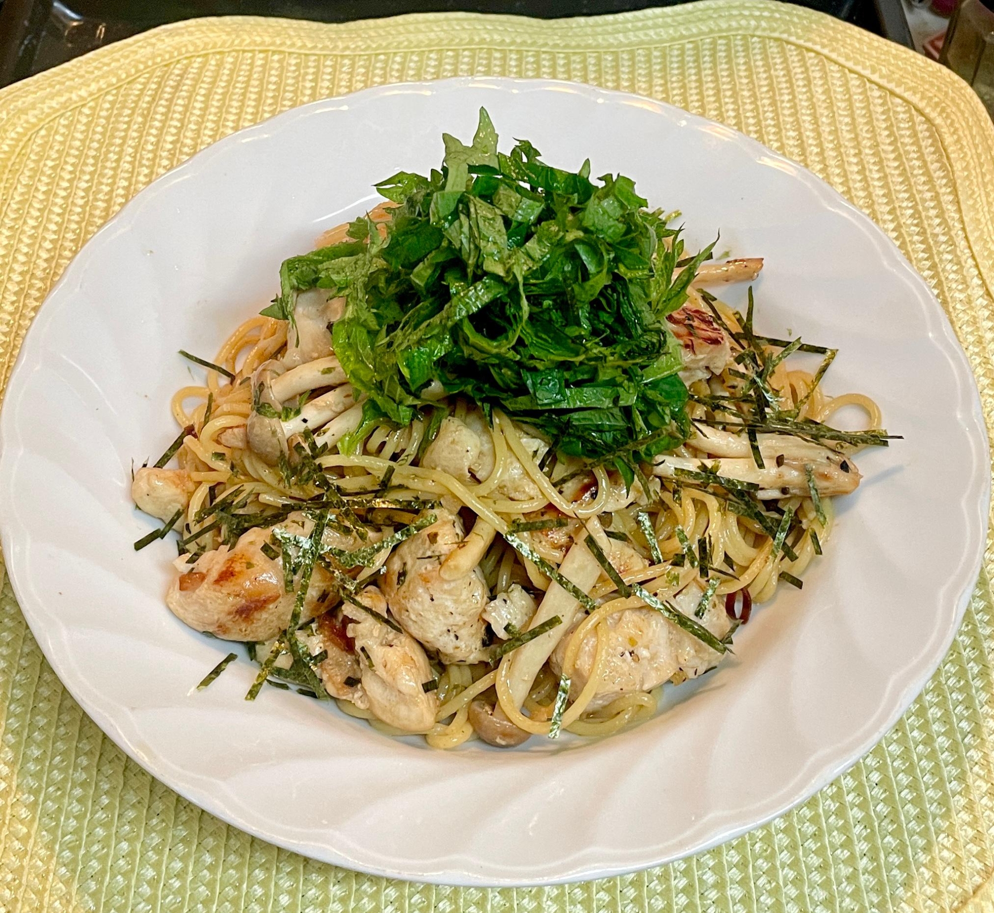 しその香♡ササミとキノコのさっぱりし過ぎないパスタ