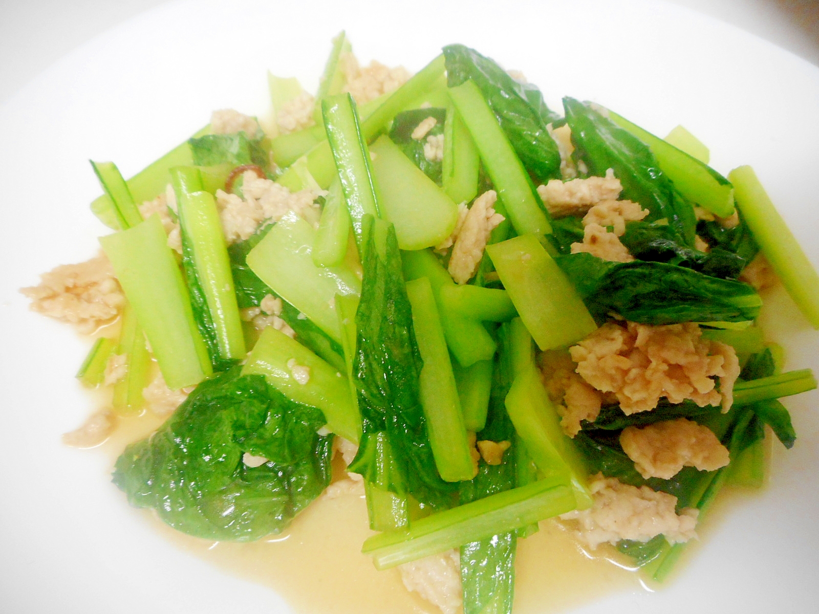 小松菜とひき肉のアジアン炒め