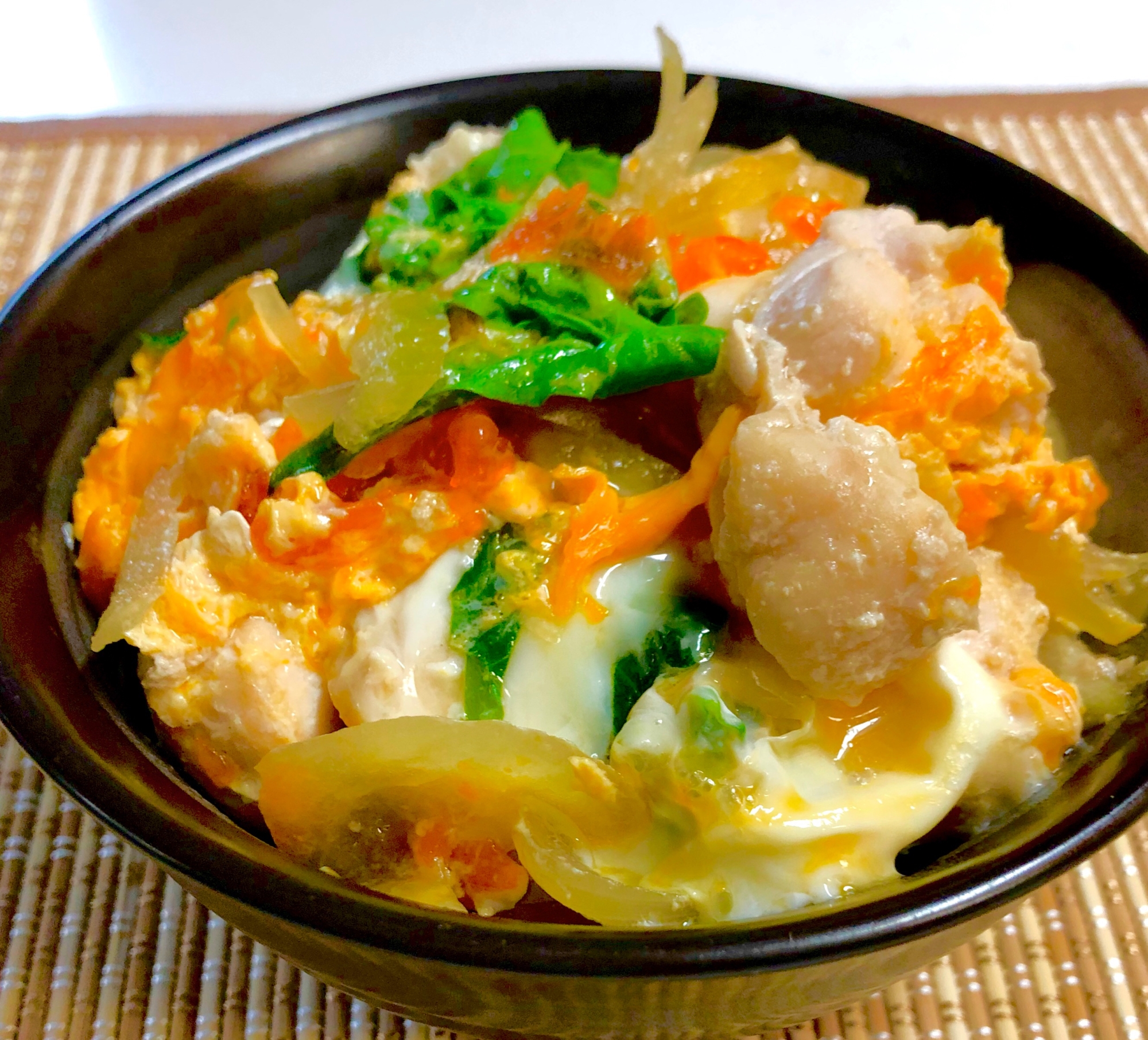 めんつゆで簡単！親子丼❤️菜の花添え