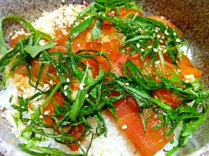 カンパチとマグロの漬け丼