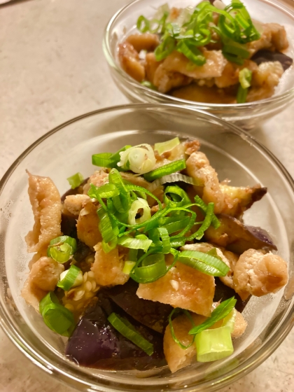 レンジで簡単♡なす1本♡なすと油揚げのポン酢和え