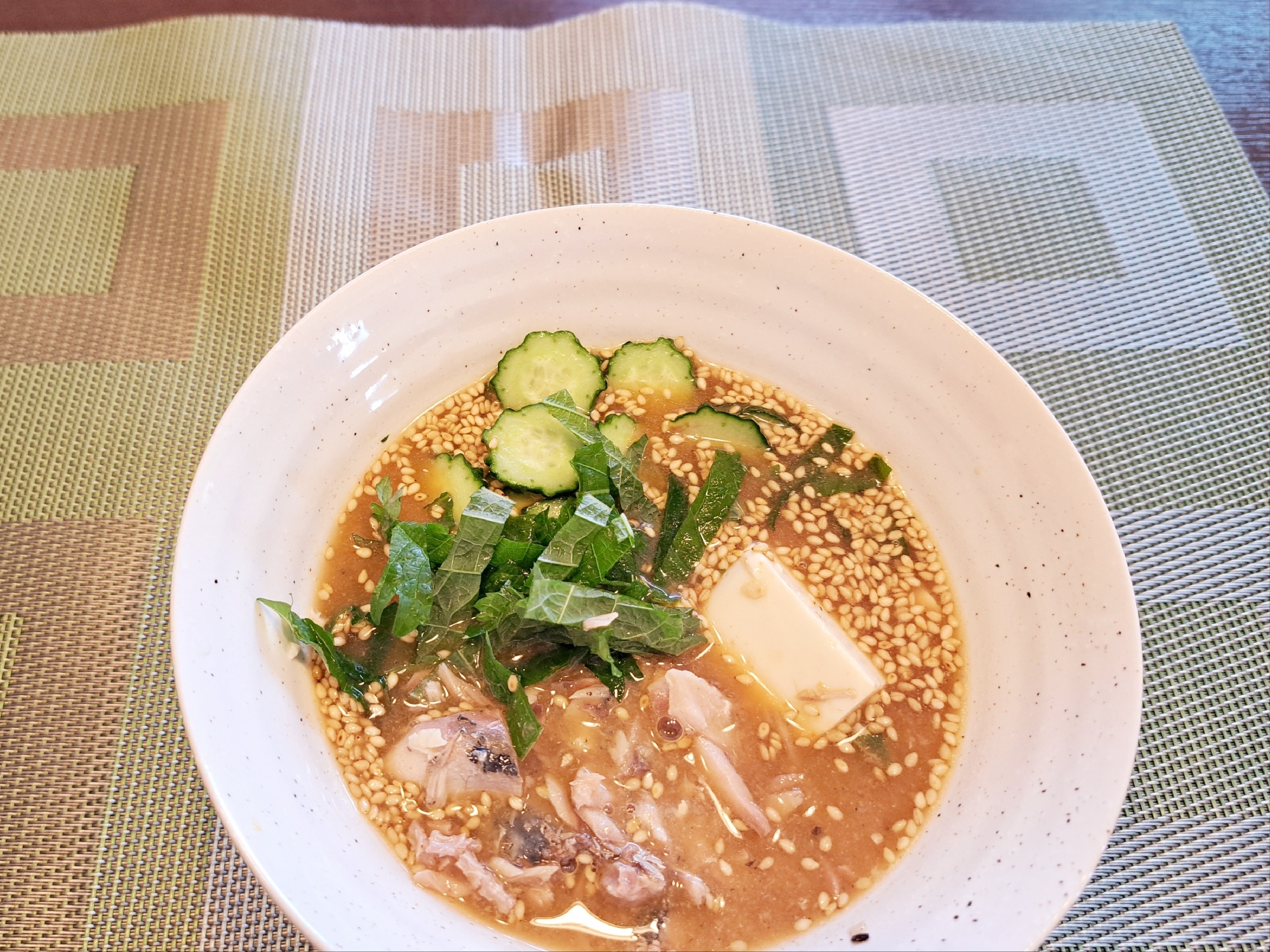 コチュジャンを入れて！ピリ辛 冷汁