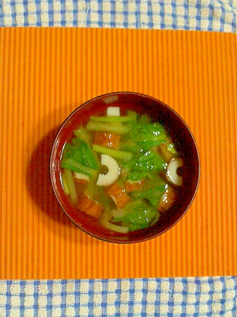 小松菜と竹輪の味噌汁♪