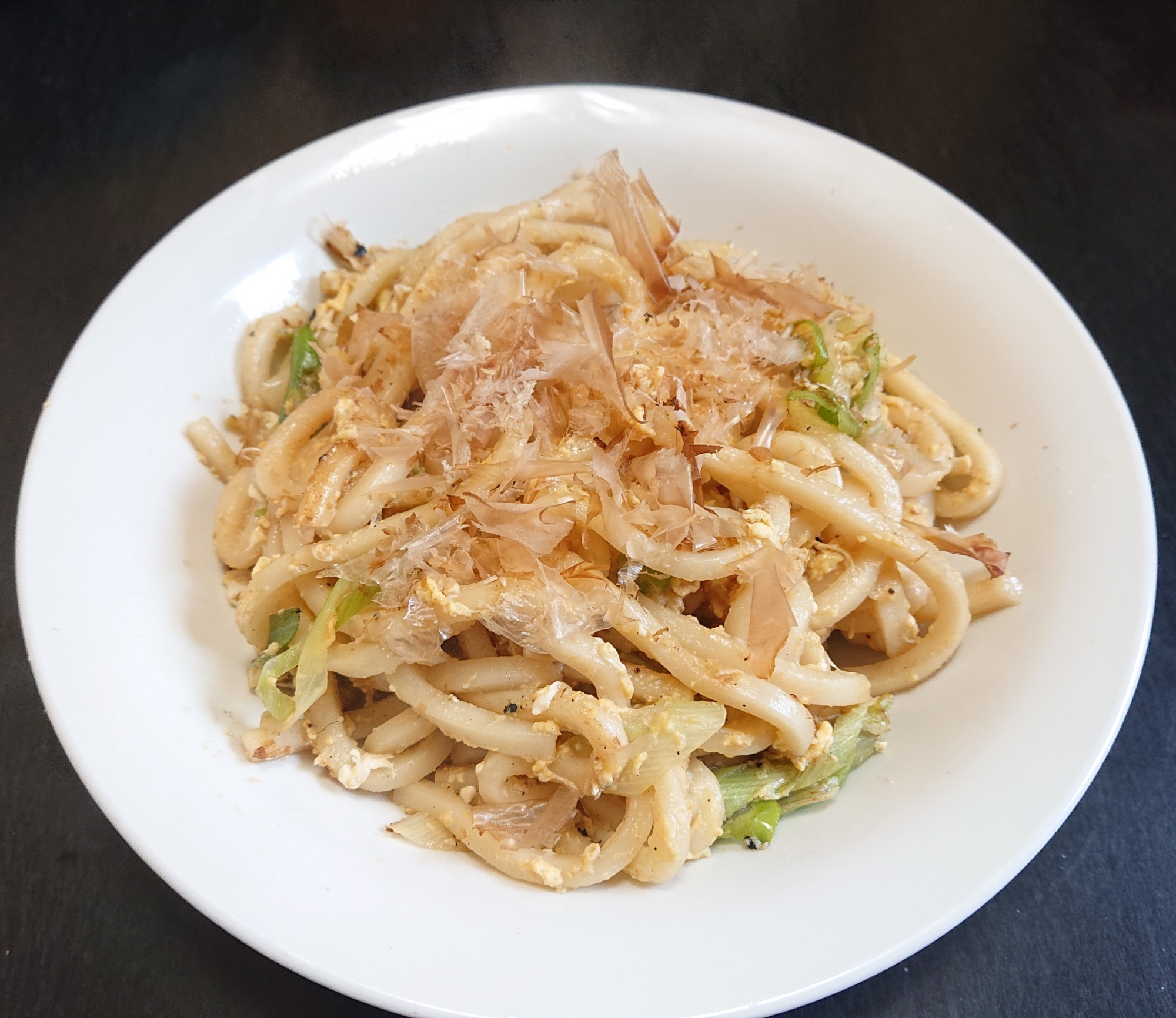 めんつゆで☆長ネギの卵とじ焼きうどん 大盛