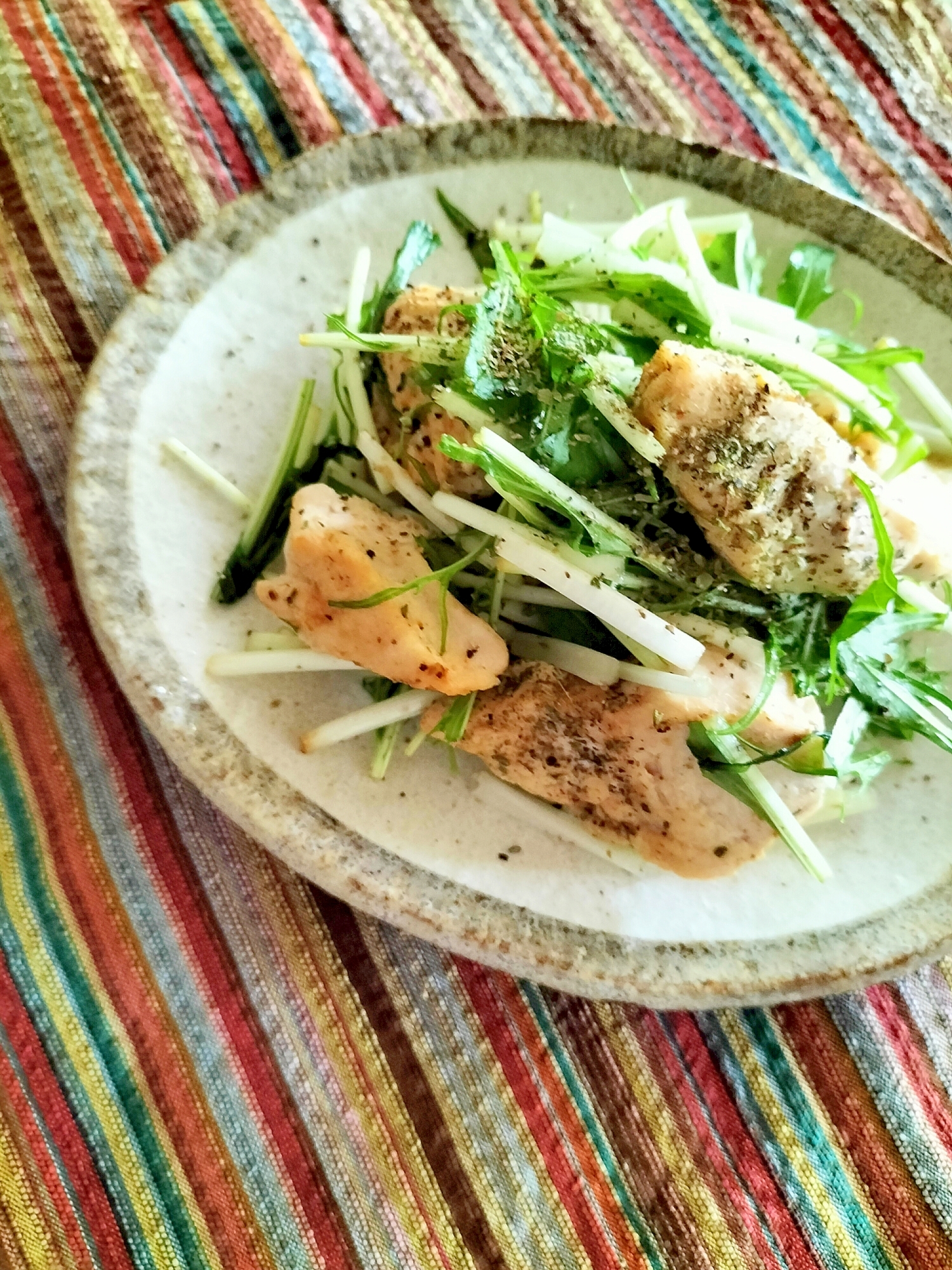 チキンと水菜のオレガノ肉サラダ♪