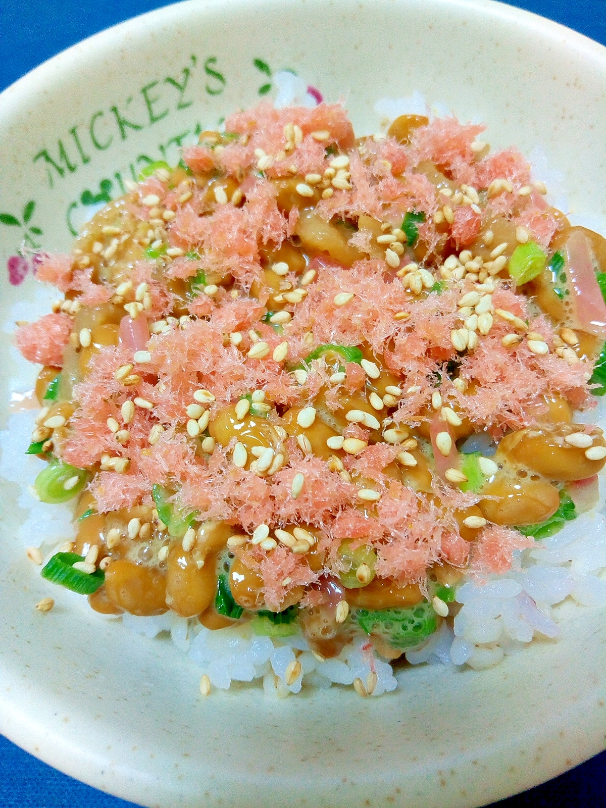 納豆の食べ方-桜でんぶ＆紅生姜♪