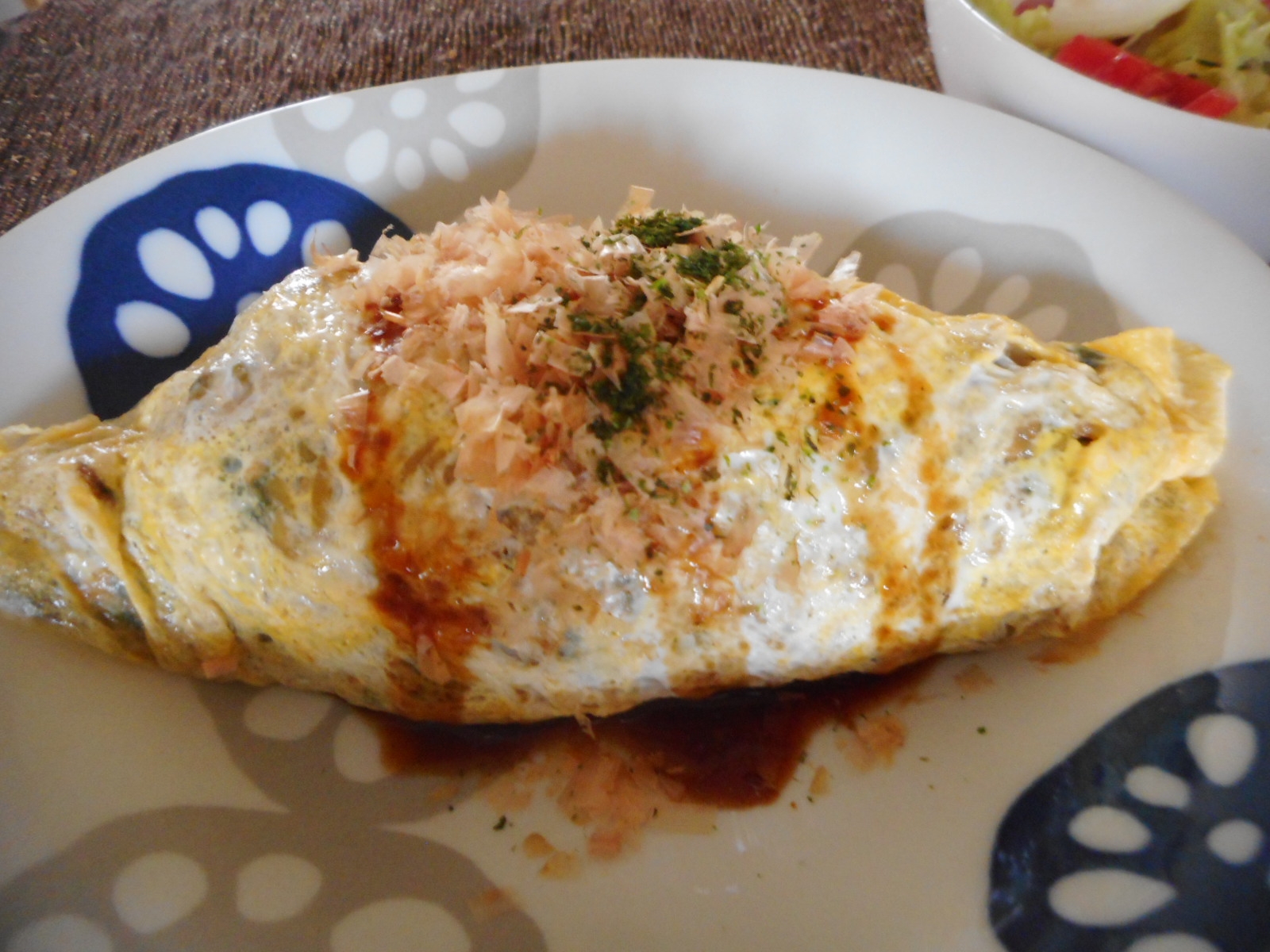 そぼろと空芯菜のオムそば飯