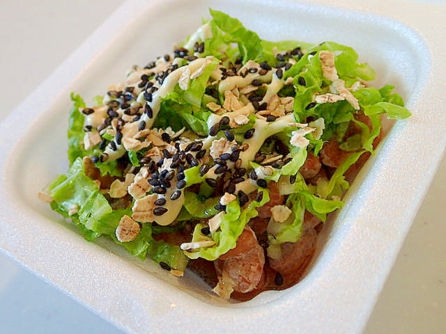 白菜とオートミールの黒胡麻マヨかけ納豆