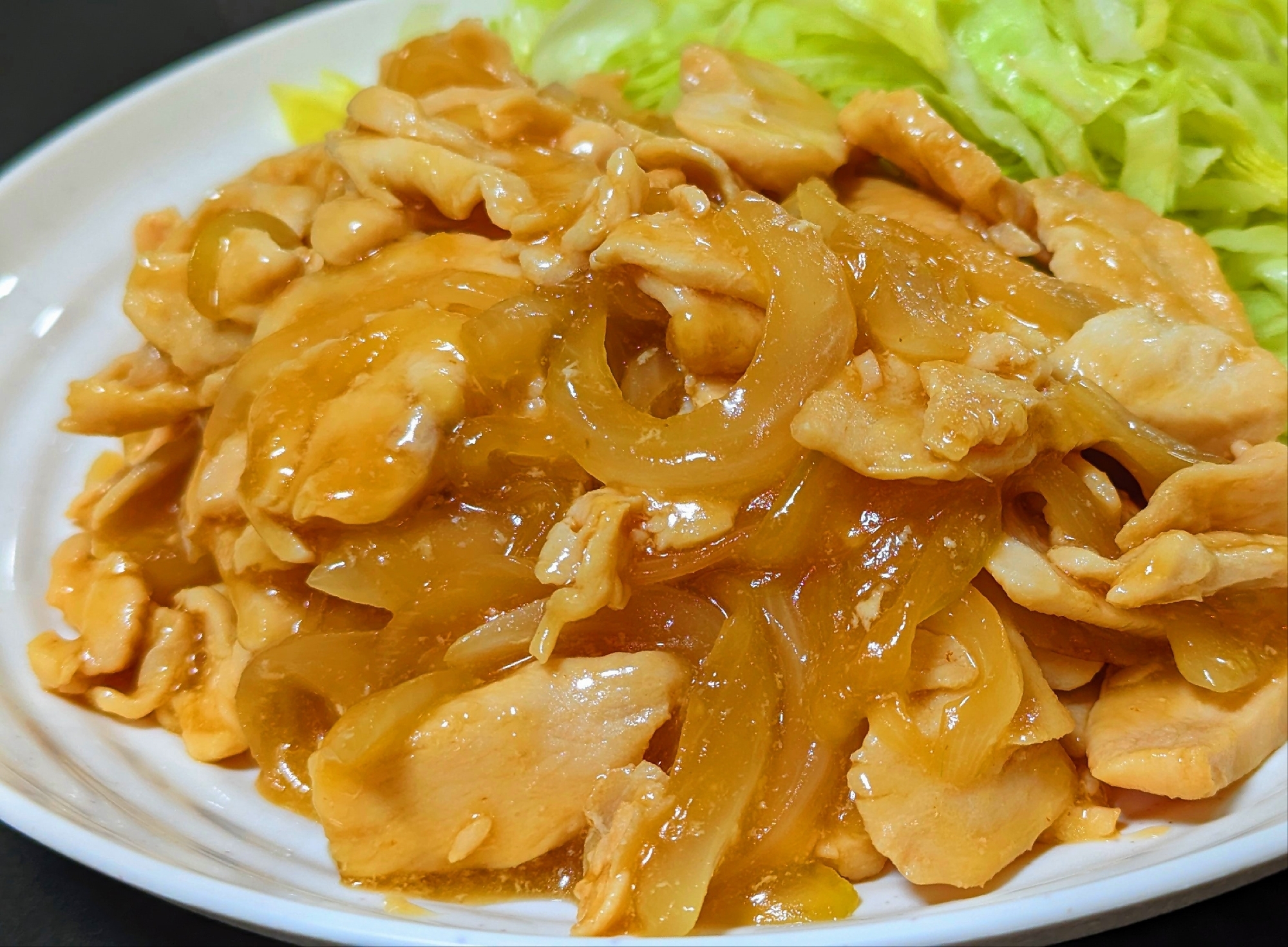 鶏むね肉の生姜焼きです♪