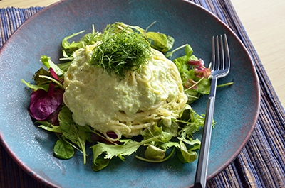 枝豆と豆乳ケフィアの冷製カッペリーニ