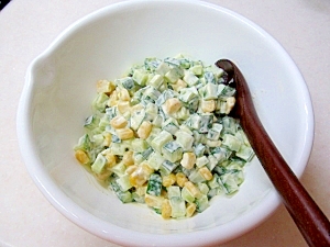 きゅうりとコーンのコロコロサラダ レシピ 作り方 By ぶるぶるらぶ 楽天レシピ