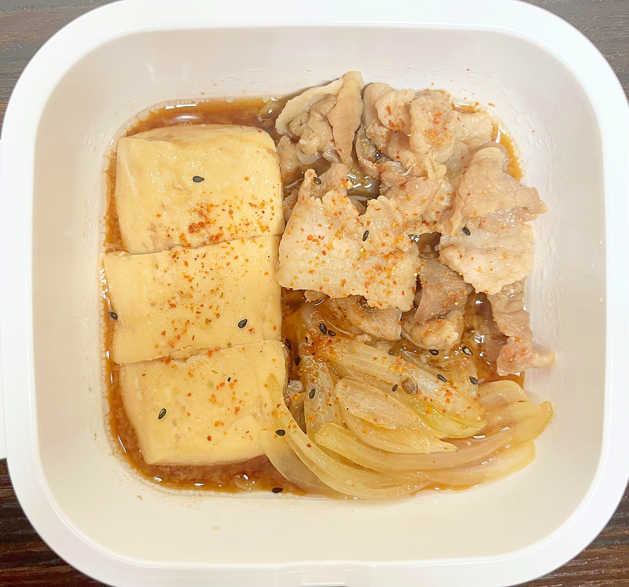 簡単レンジのみ⭐︎甘辛でご飯が進む肉豆腐