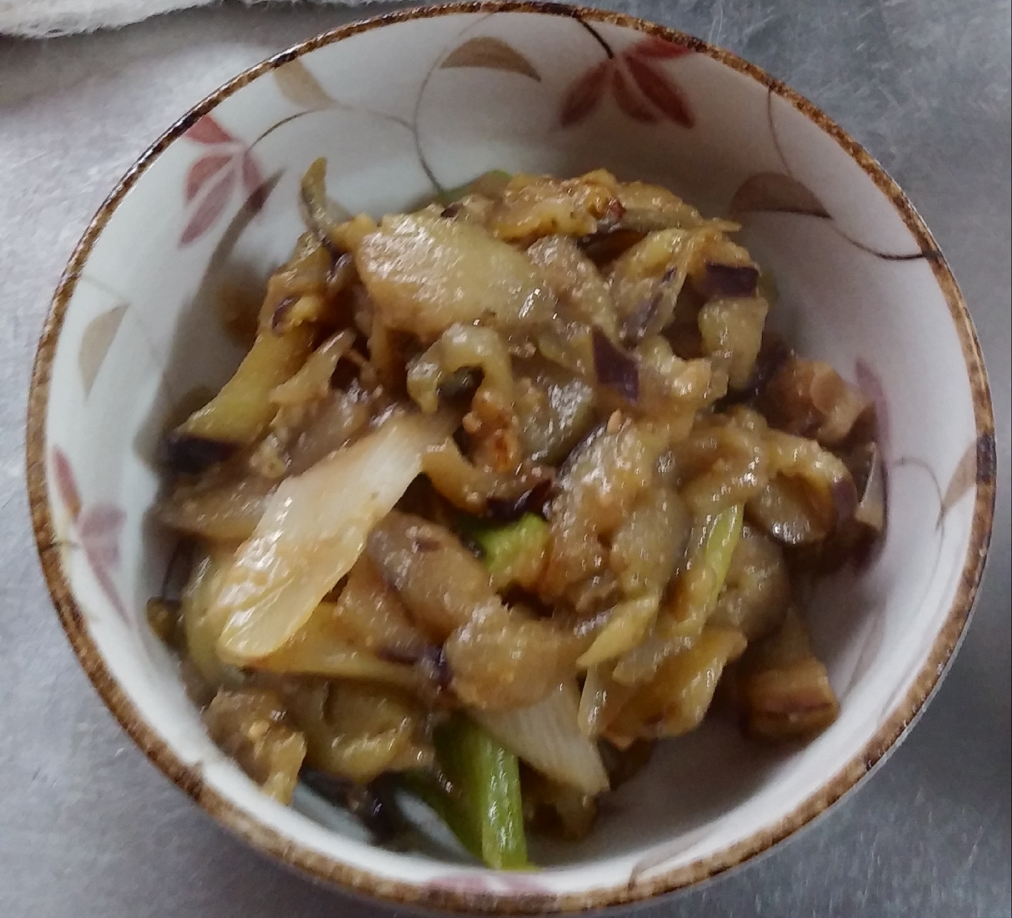 なす玉ねぎアスパラ味噌炒め