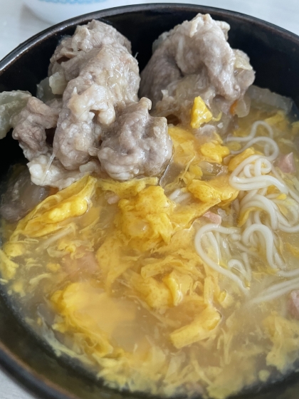 疲れた胃に♪ふわふわ卵あんの温麺（にゅうめん）