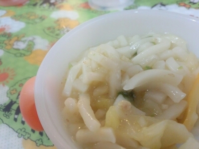 キャベツとピーマンの鯛あんかけうどん☆離乳食