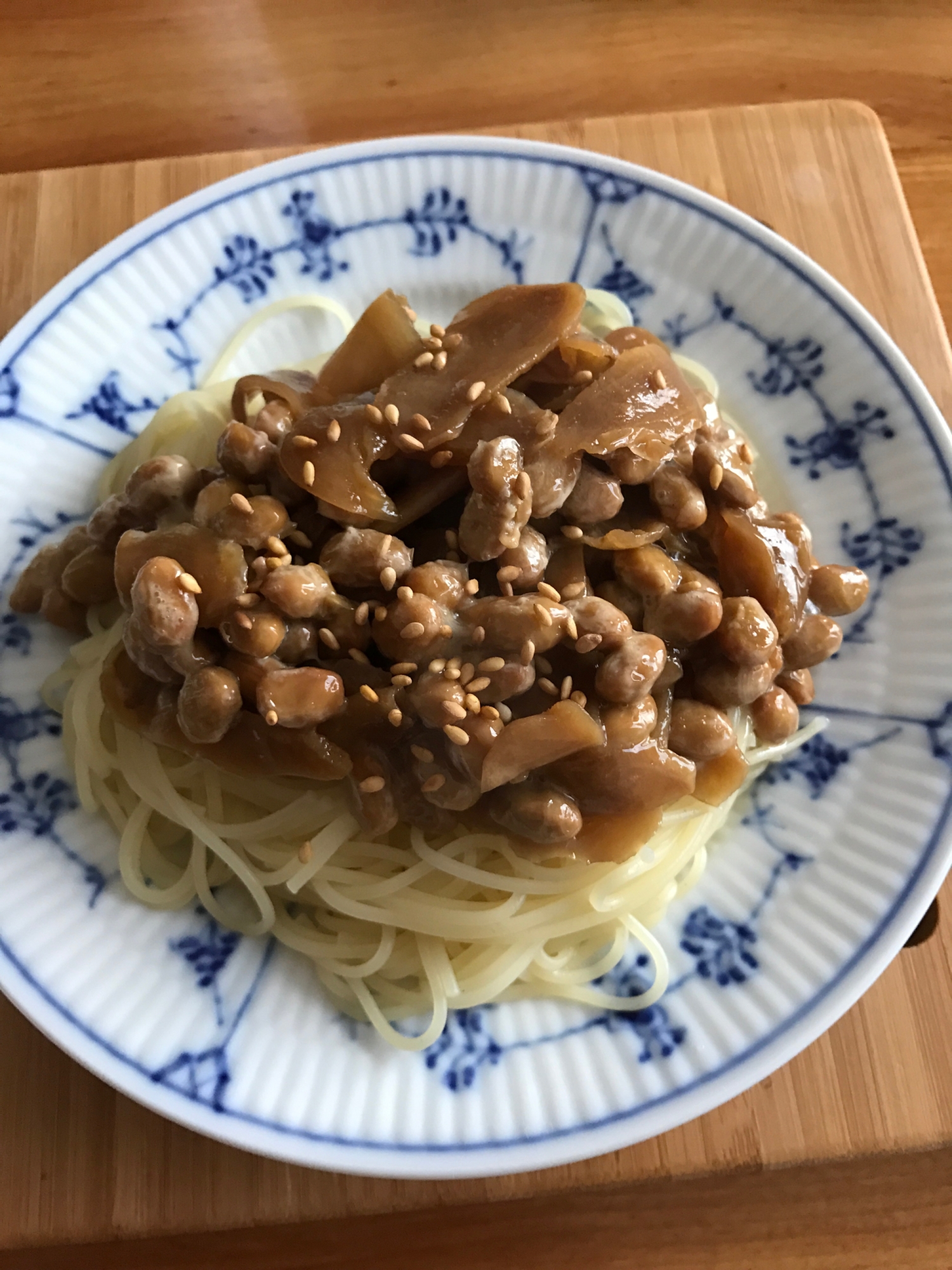 生姜の佃煮と納豆パスタ