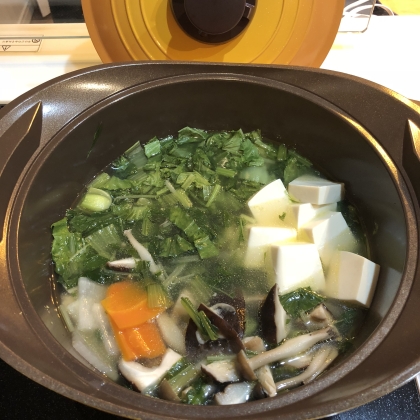 家にある野菜で作りました。ニンニクの風味が食欲をそそります！子供たちも苦手な葉物野菜をモリモリ食べてくれました(^^)