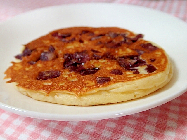 生姜入り　紫芋チップスの大豆粉パンケーキ♬