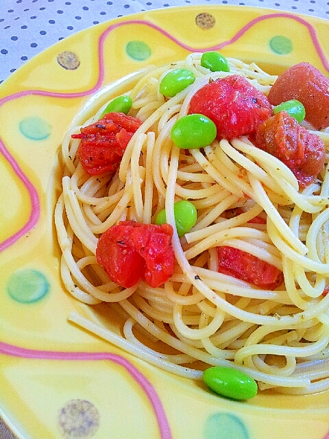 ✿トマトと枝豆のバジルパスタ❤