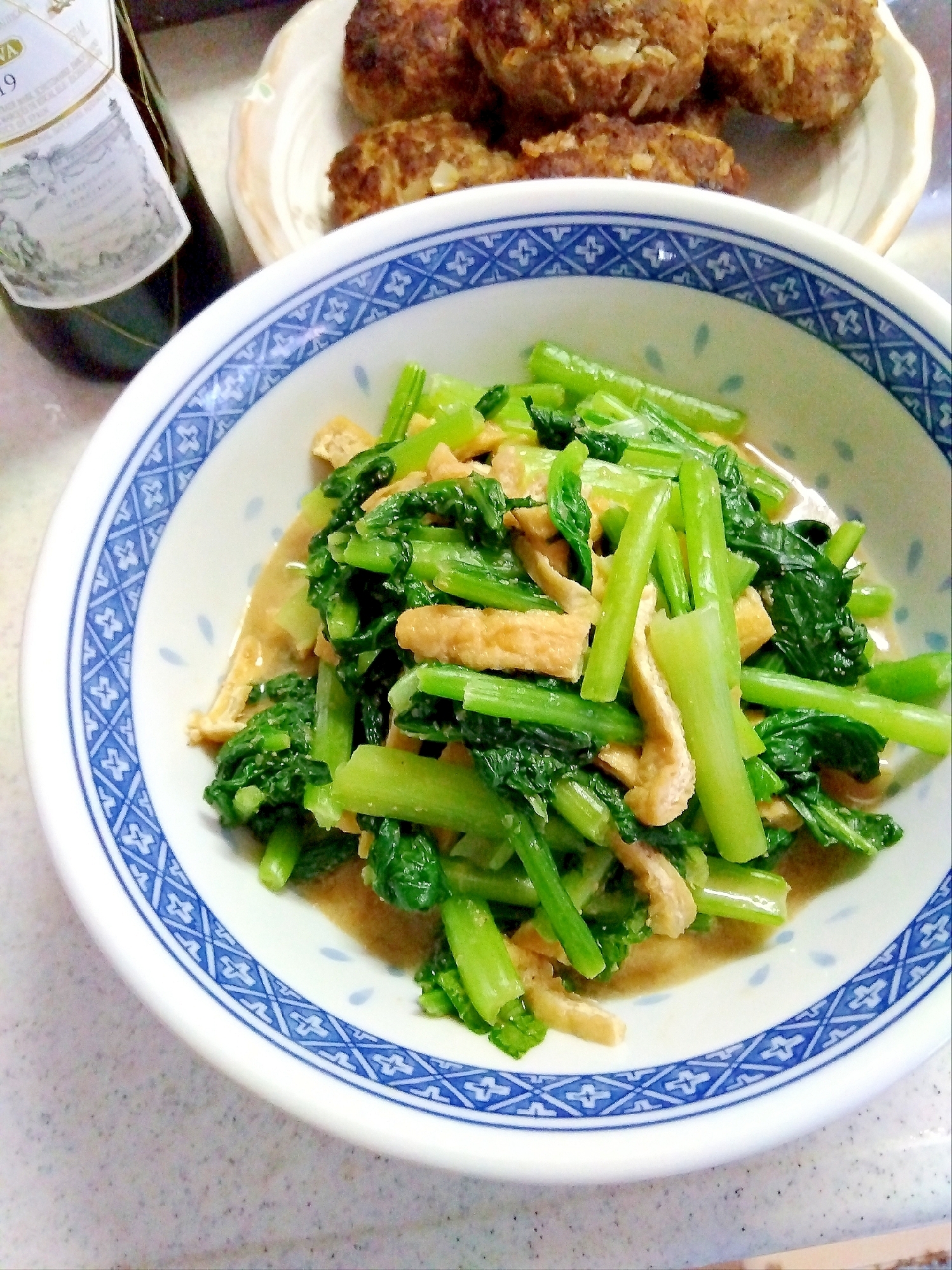 小松菜と薄揚げのごまドレッシング和え