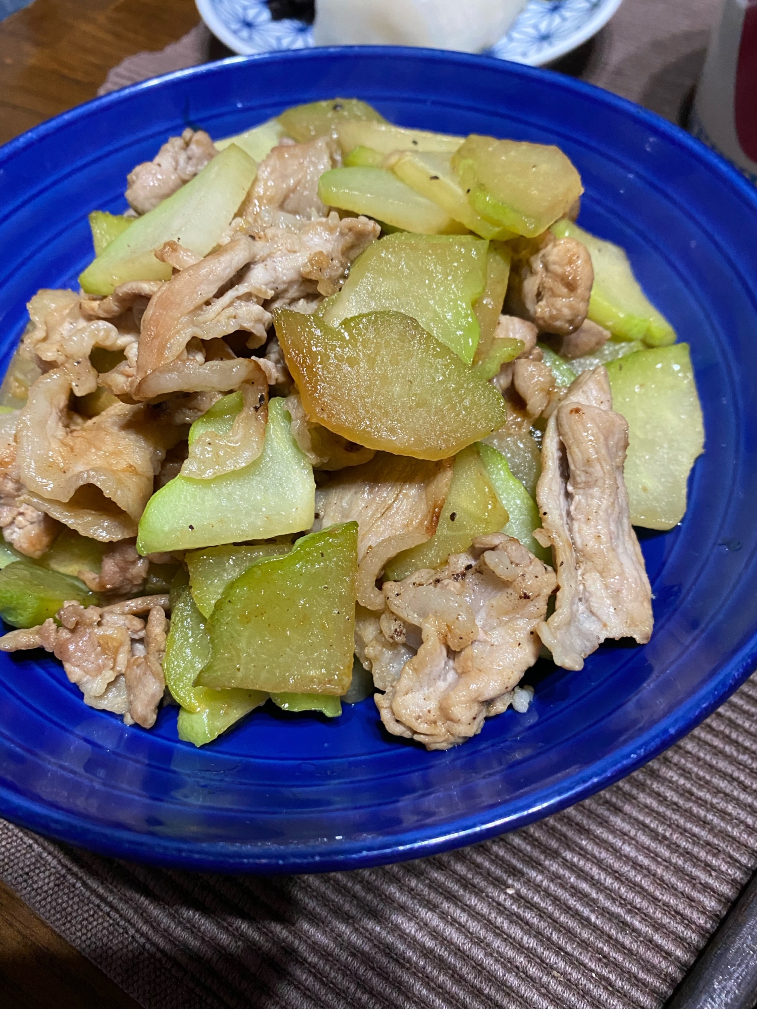 ハヤトウリと豚肉の中華炒め