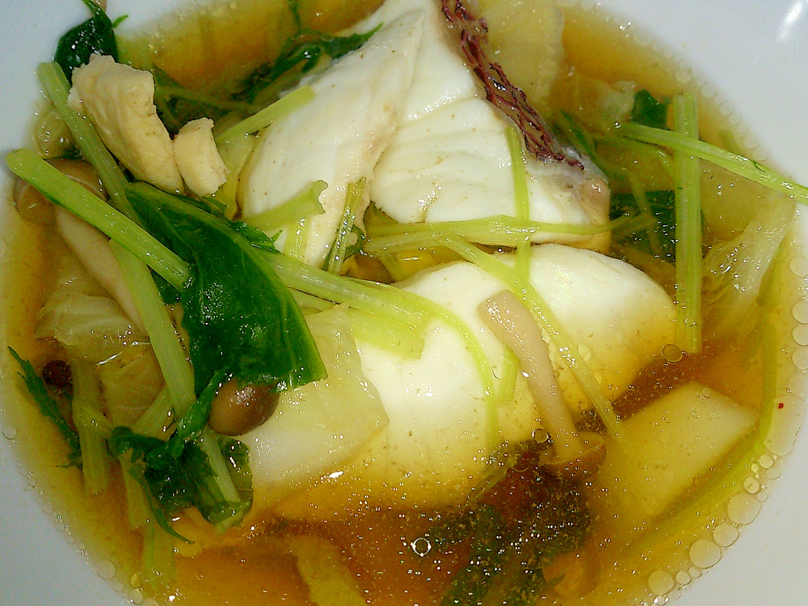 鯛と水菜のめんつゆ煮