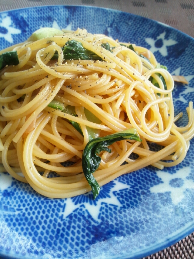 チンゲン菜のパスタ