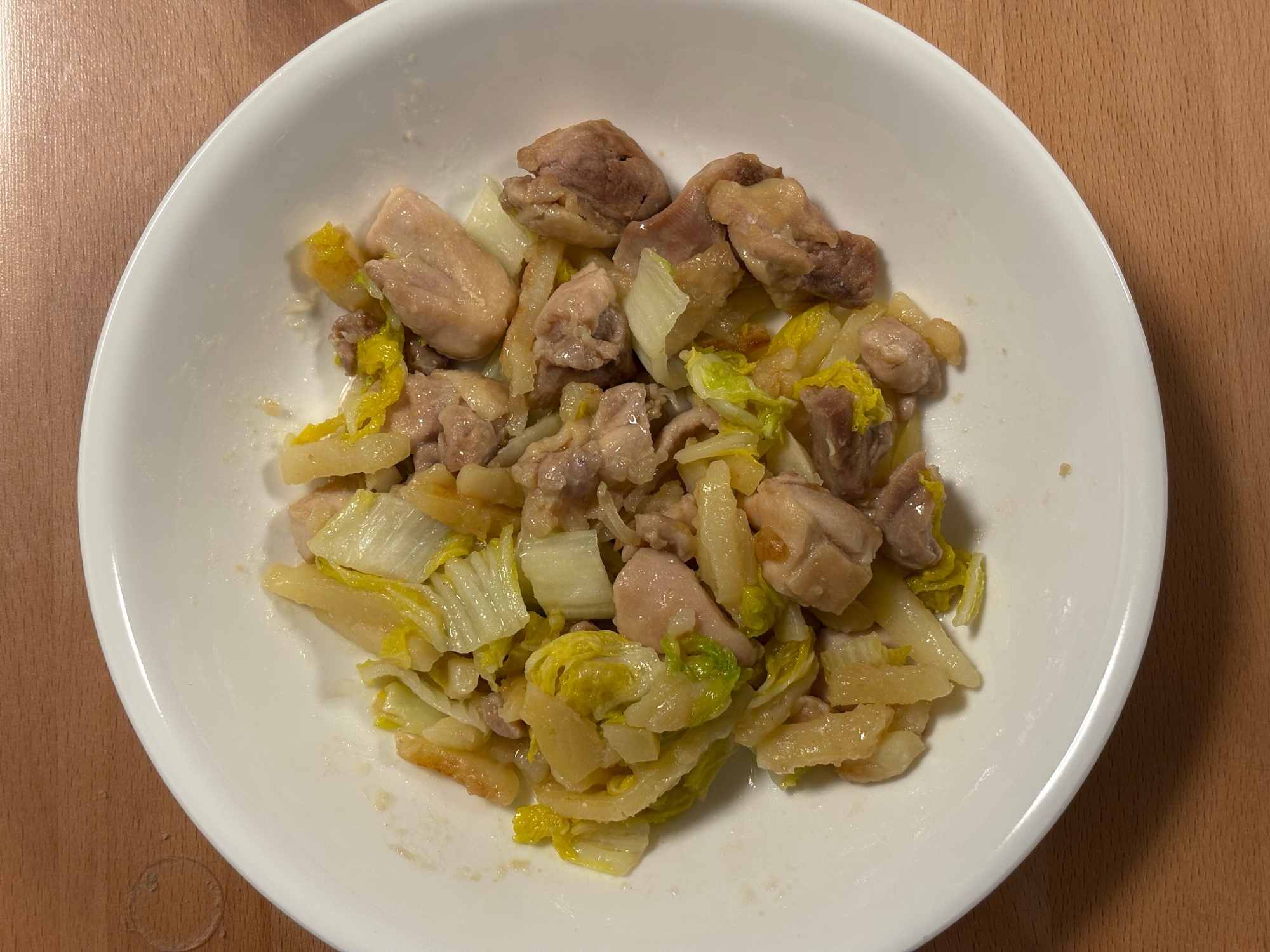 鶏もも肉と白菜とじゃがいもの野菜炒め