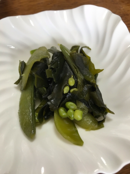 ささっと煮物”スナップエンドウとわかめ煮”