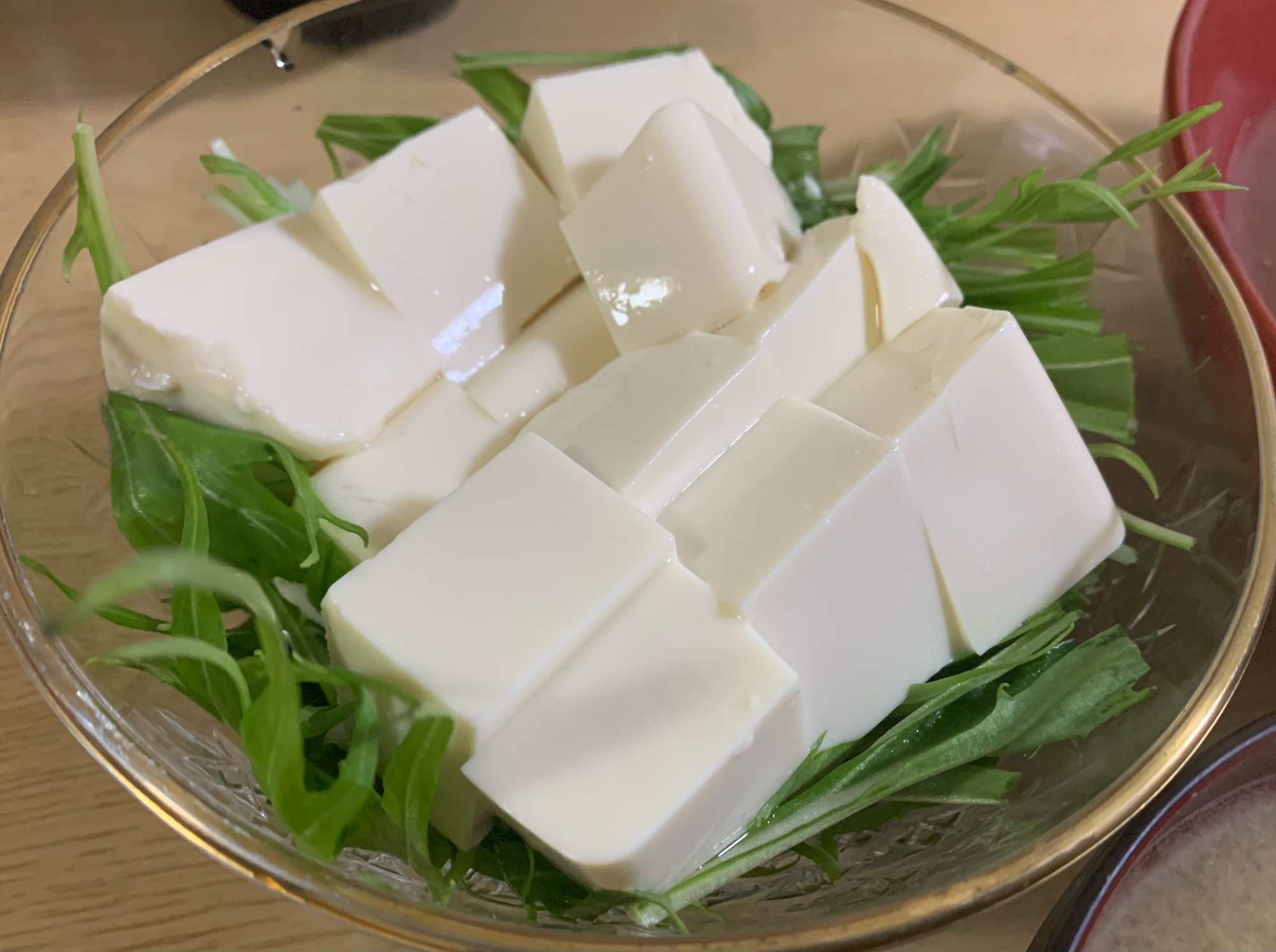 絹ごし豆腐と水菜のサラダ