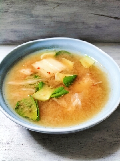 白菜キムチ&青梗菜の味噌汁