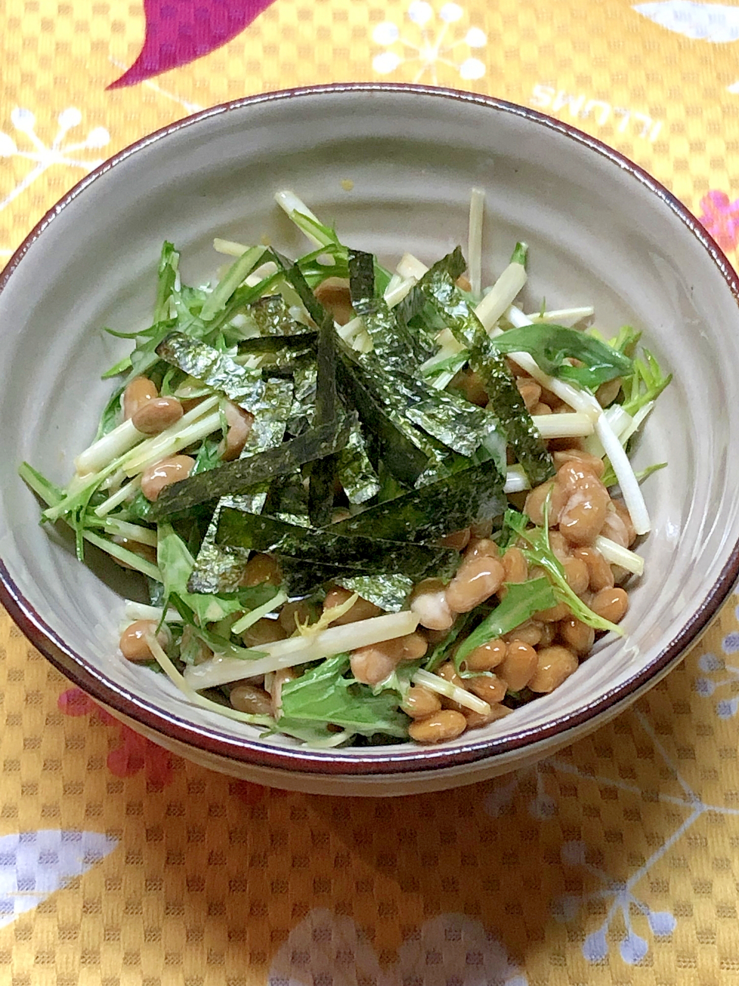 簡単＊納豆と水菜のポンマヨサラダ